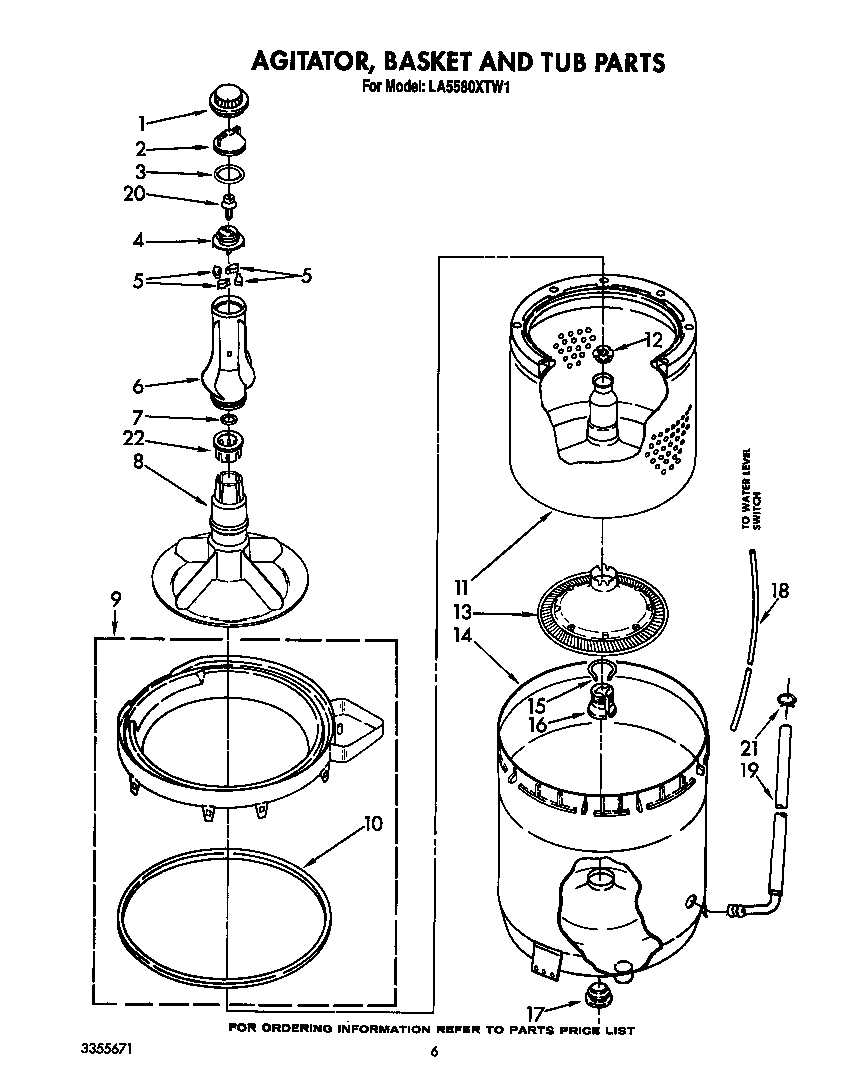 AGITATOR, BASKET AND TUB