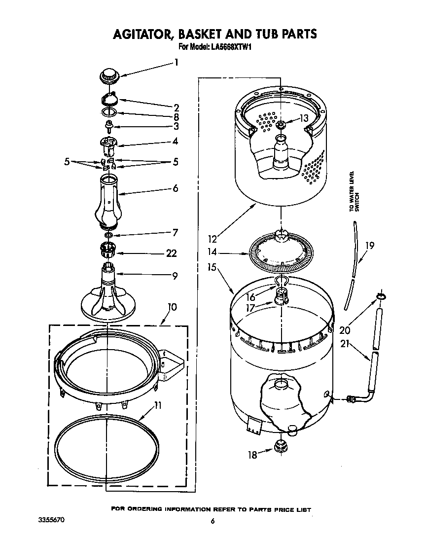 Agitator, basket and tub