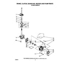 Whirlpool LA5668XTW1 brake, clutch, gearcase, motor and pump diagram