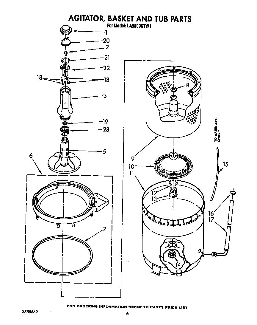 AGITATOR, BASKET AND TUB