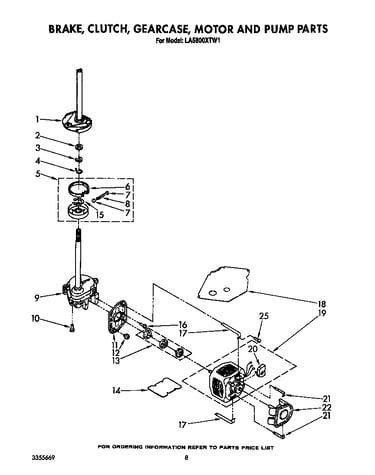 Brake, clutch, gearcase, motor and pump