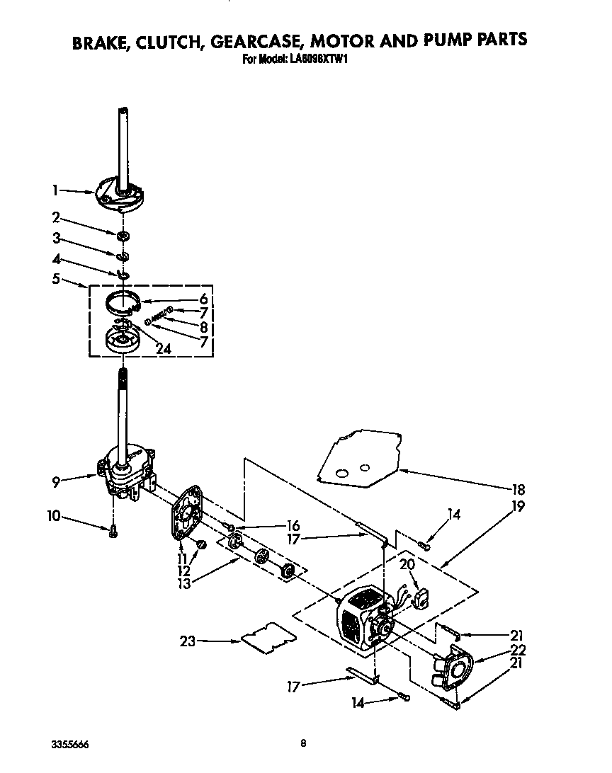 BRAKE, CLUTCH, GEARCASE, MOTOR AND PUMP