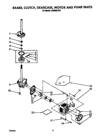 Brake, clutch, gearcase, motor and pump