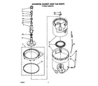 Whirlpool LA6800XTW1 agitator, basket and tub diagram