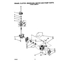Whirlpool LA6888XTW1 brake, clutch, gearcase, motor and pump diagram