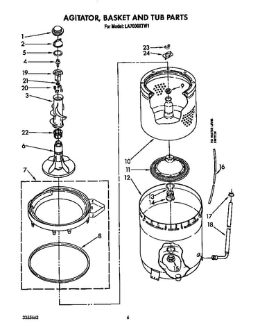Agitator, basket and tub