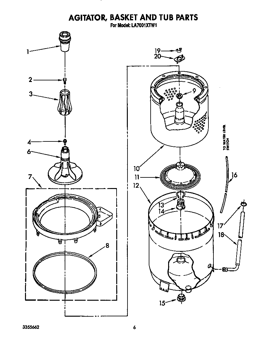 AGITATOR, BASKET AND TUB