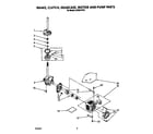 Whirlpool LA7680XTW1 brake, clutch, gearcase, motor and pump diagram