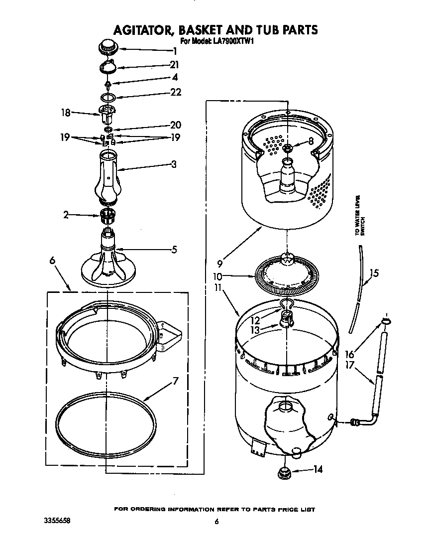 AGITATOR, BASKET AND TUB