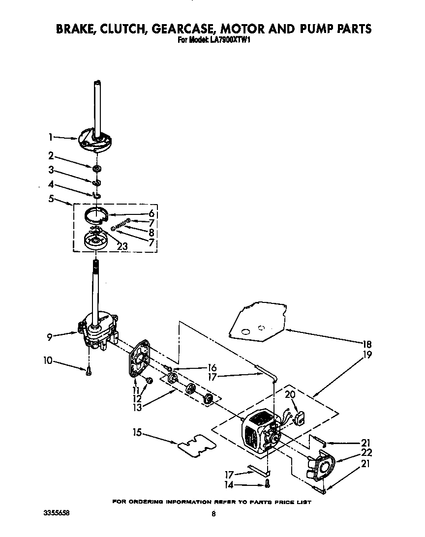 BRAKE, CLUTCH, GEARCASE, MOTOR AND PUMP