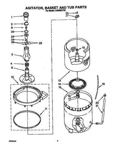 Agitator, basket and tub