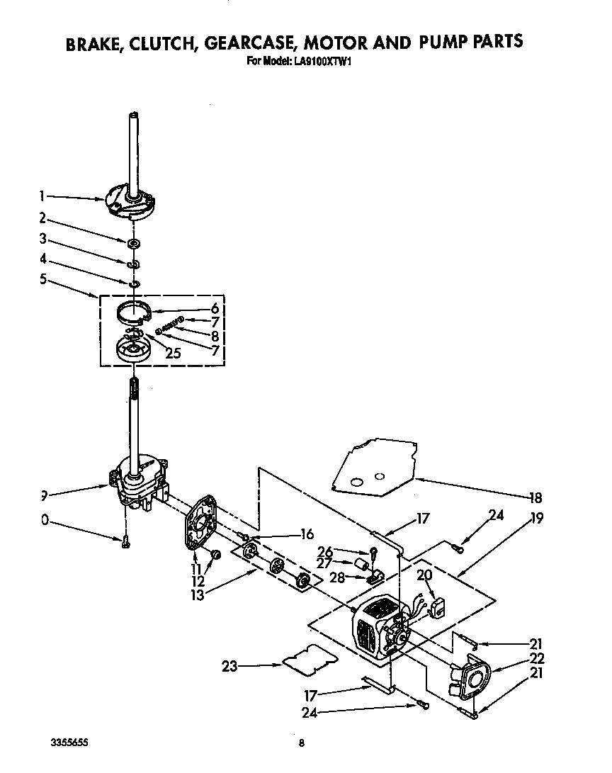 BRAKE, CLUTCH, GEARCASE, MOTOR AND PUMP