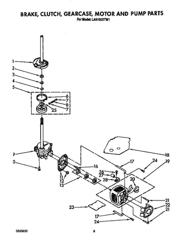 Brake, clutch, gearcase, motor and pump
