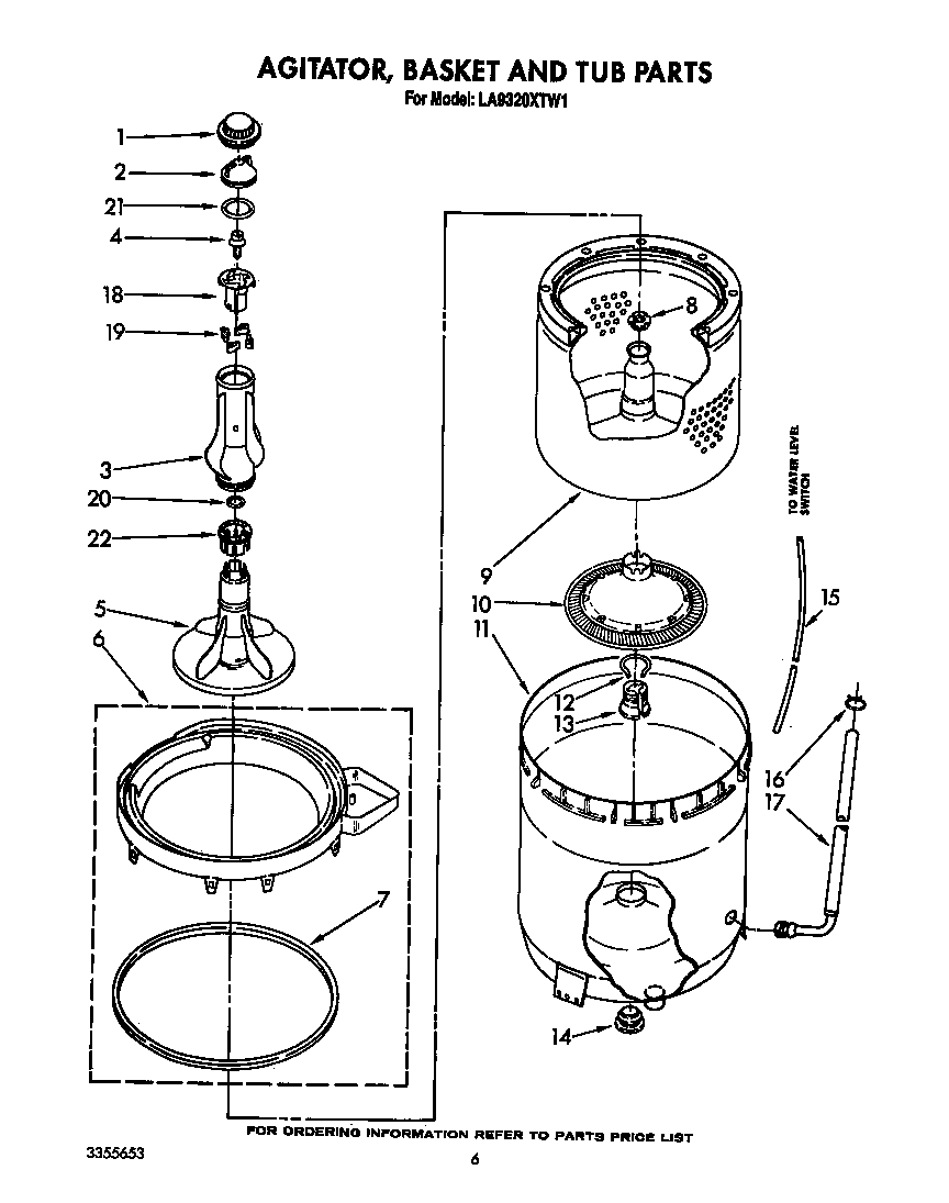 Agitator, basket and tub