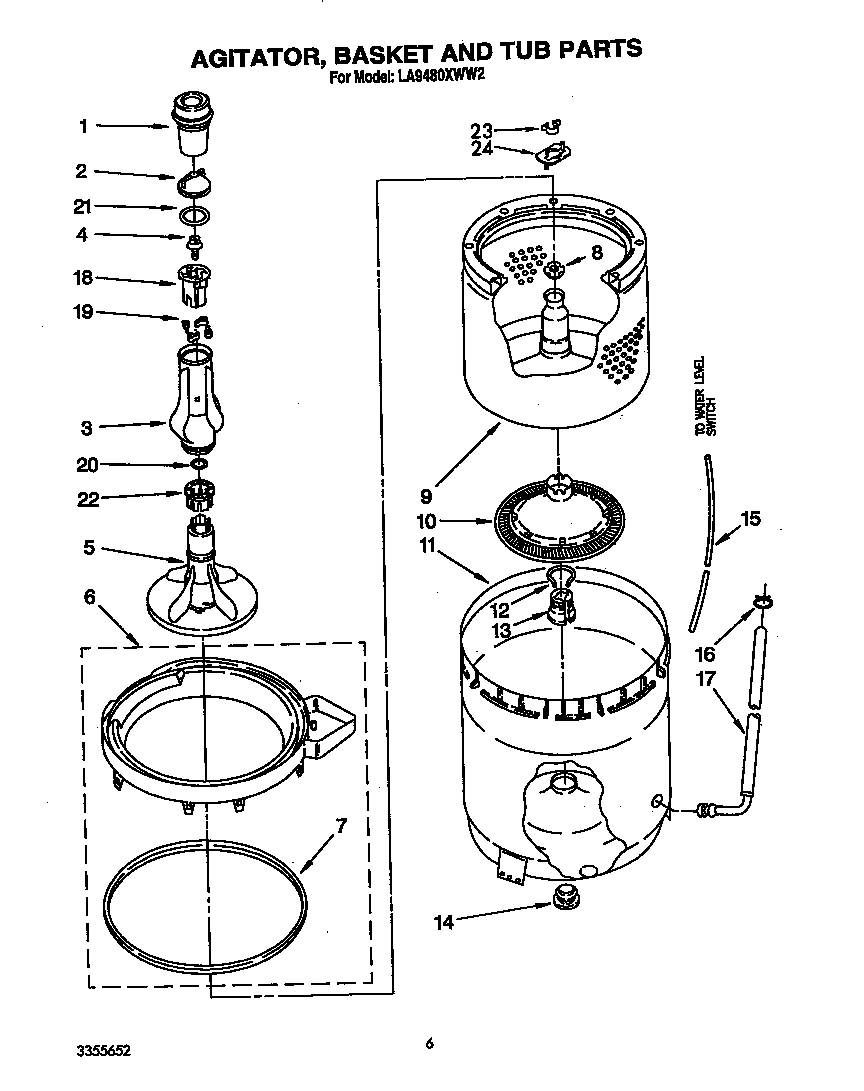 AGITATOR, BASKET AND TUB