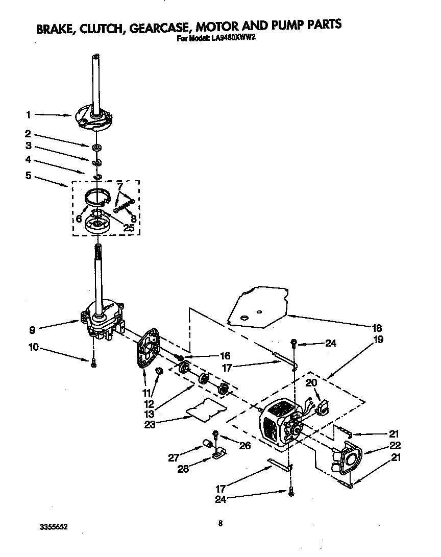 BRAKE, CLUTCH, GEARCASE, MOTOR AND PUMP