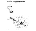 Whirlpool LA9480XWW2 brake, clutch, gearcase, motor and pump diagram
