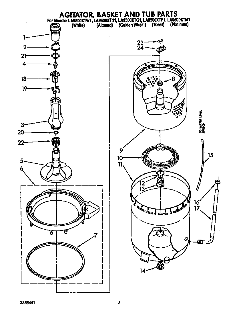 AGITATOR, BASKET AND TUB