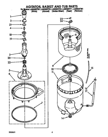Agitator, basket and tub