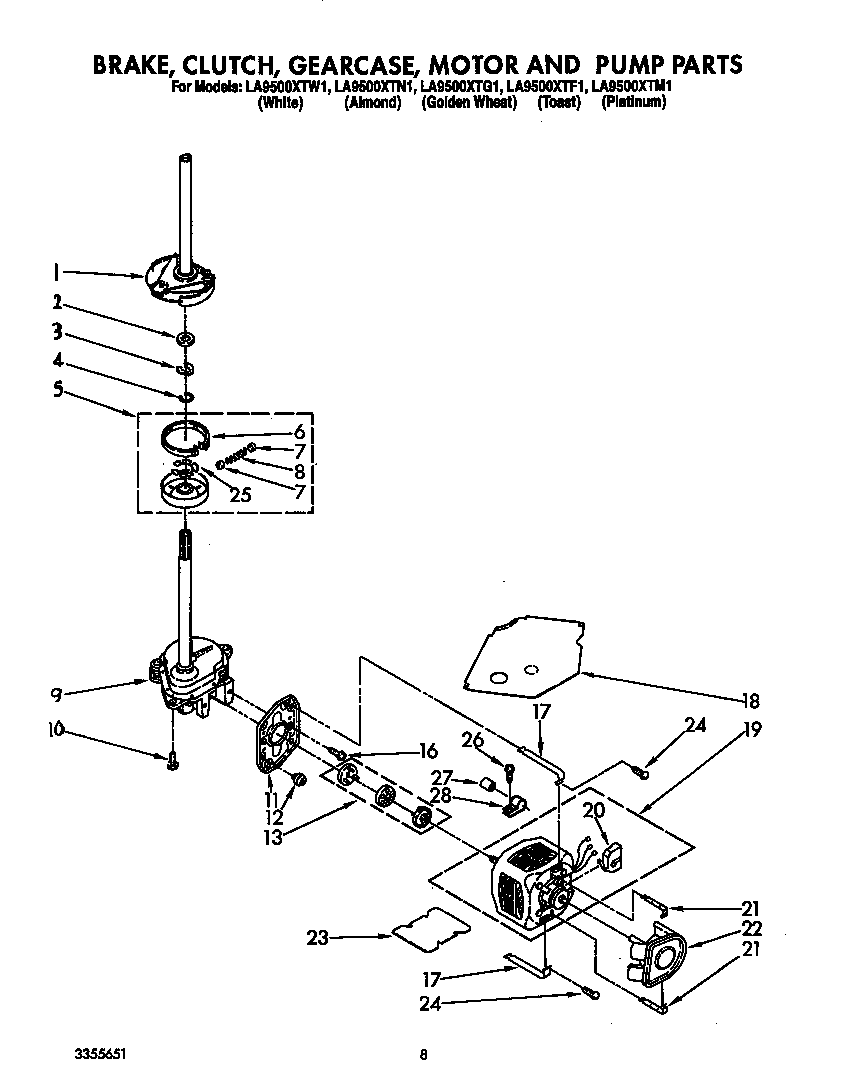 Brake, clutch, gearcase, motor and pump