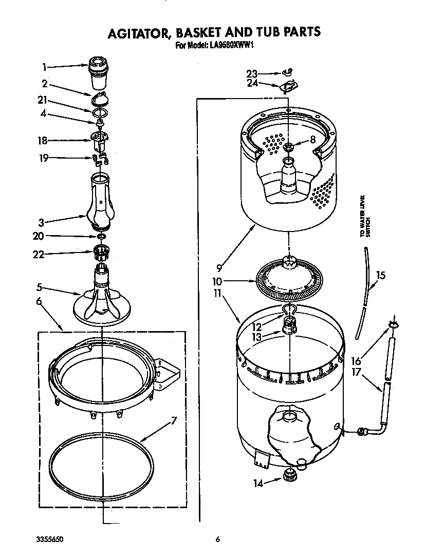 Agitator, basket and tub