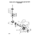 Whirlpool LA9580XWW1 brake, clutch, gearcase, motor and pump diagram