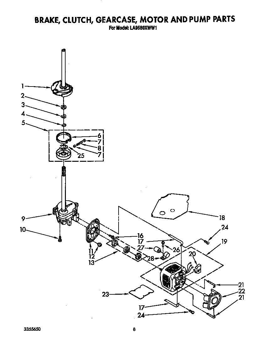 Brake, clutch, gearcase, motor and pump