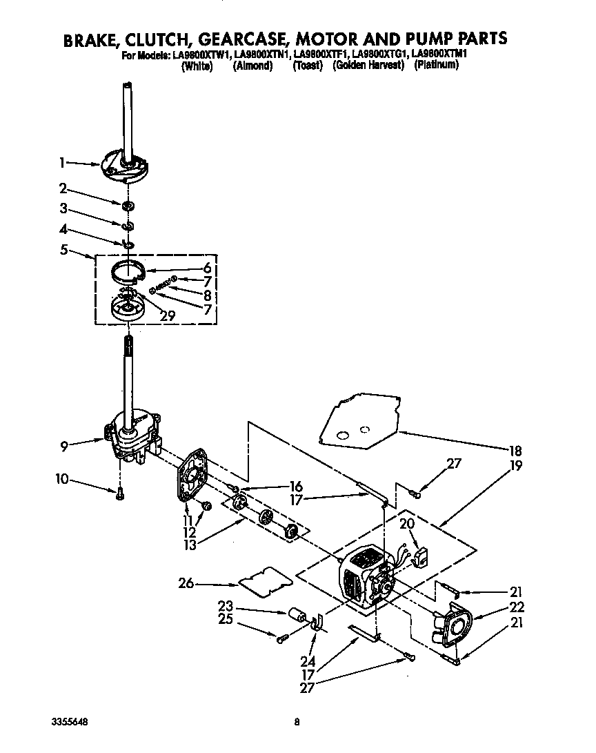 BRAKE, CLUTCH, GEARCASE, MOTOR AND PUMP