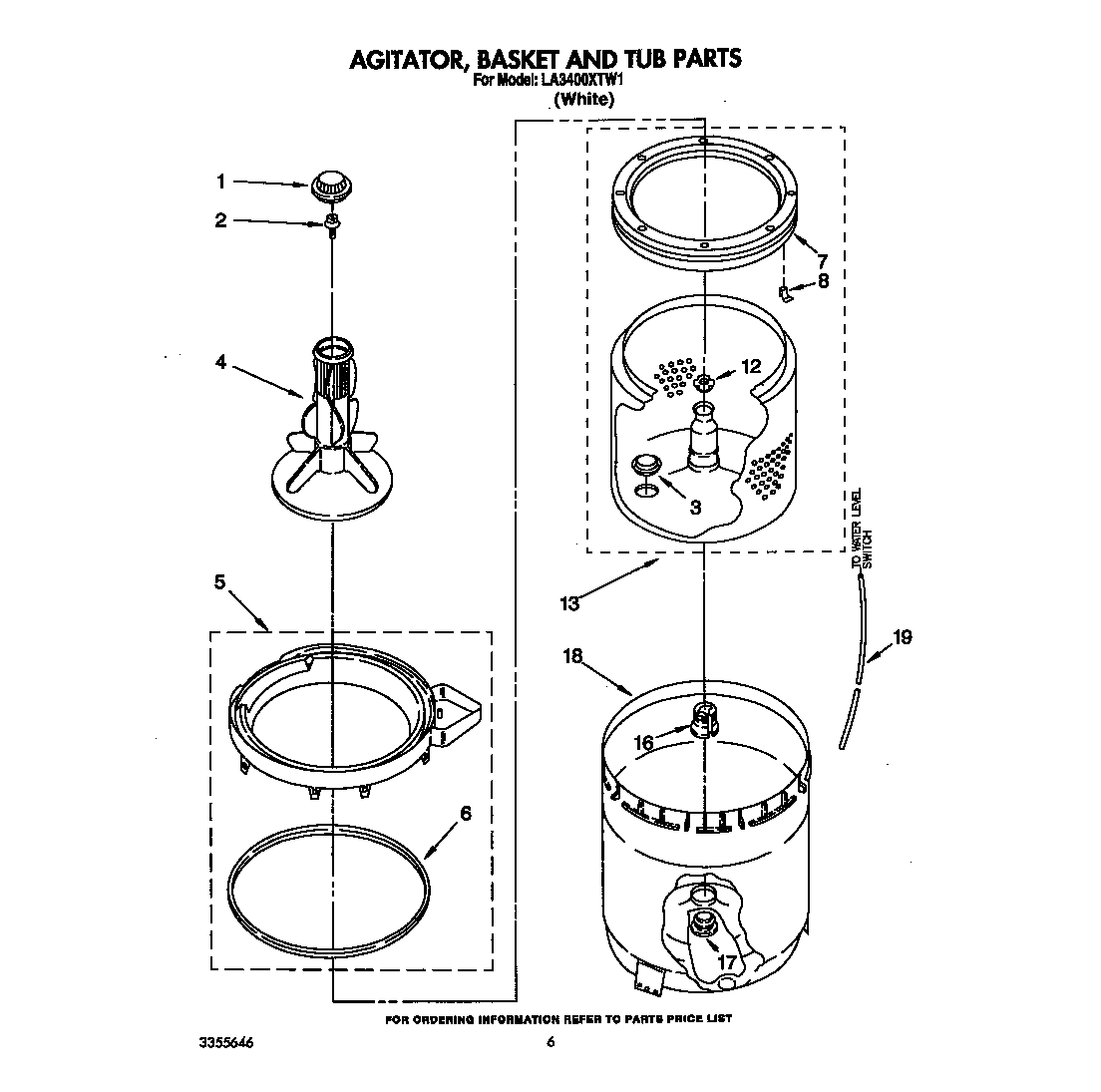 AGITATOR, BASKET AND TUB