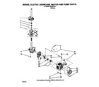 Whirlpool LA3400XTW1 brake, clutch, gearcase, motor and pump diagram