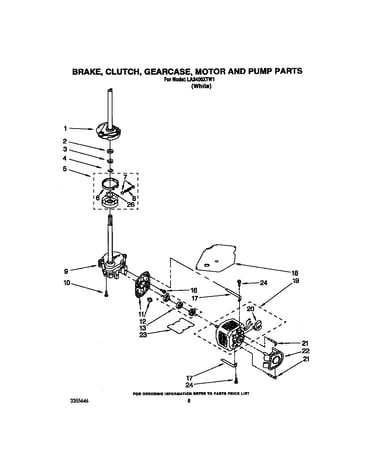 Brake, clutch, gearcase, motor and pump