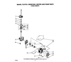Whirlpool LA5460XTW1 brake, clutch, gearcase, motor and pump diagram