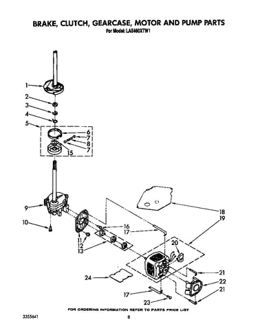 Brake, clutch, gearcase, motor and pump