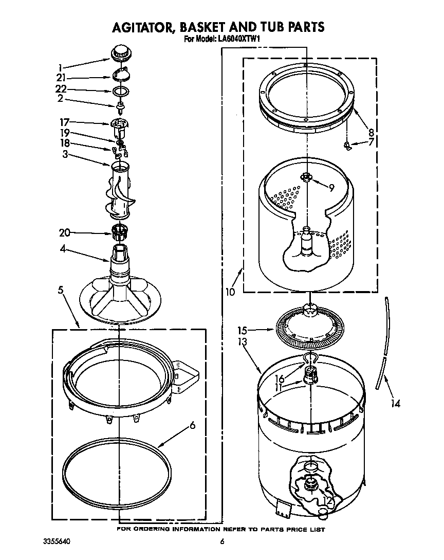 Agitator, basket and tub