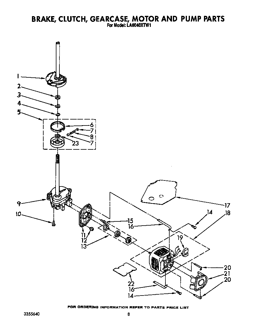 Brake, clutch, gearcase, motor and pump