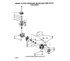 Whirlpool LA6300XTW1 brake, clutch, gearcase, motor and pump diagram