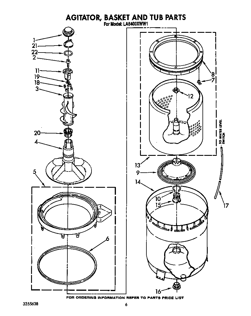 AGITATOR, BASKET AND TUB