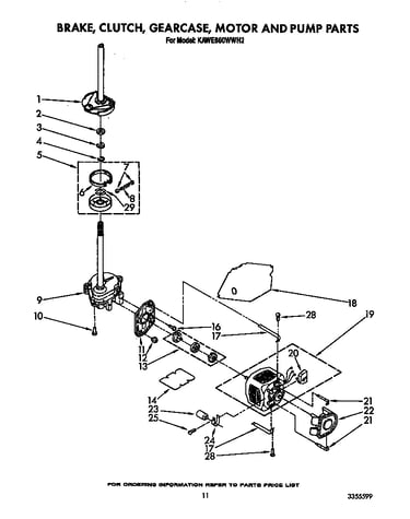 Brake, clutch, gearcase, motor and pump