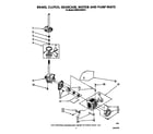 KitchenAid KAWE842WWH1 brake, clutch, gearcase, motor and pump diagram