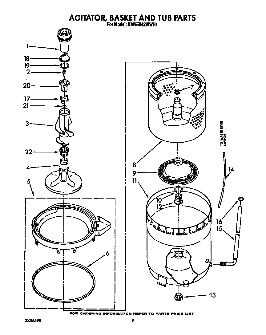 AGITATOR, BASKET AND TUB