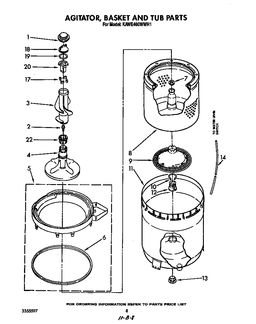 Agitator, basket and tub