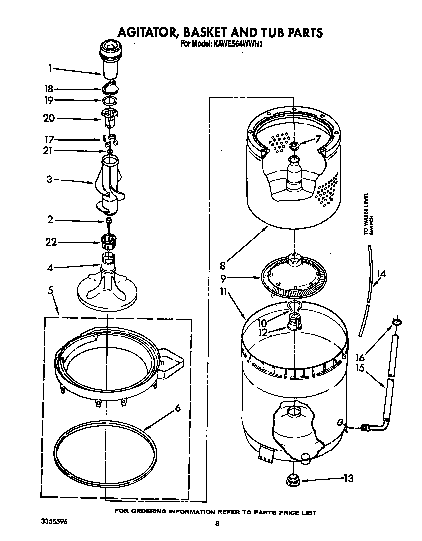 AGITATOR, BASKET AND TUB