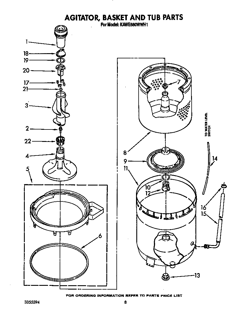 AGITATOR, BASKET AND TUB