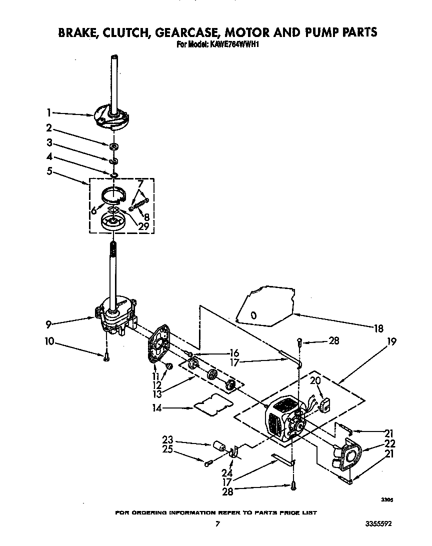 BRAKE, CLUTCH, GEARCASE, MOTOR AND PUMP