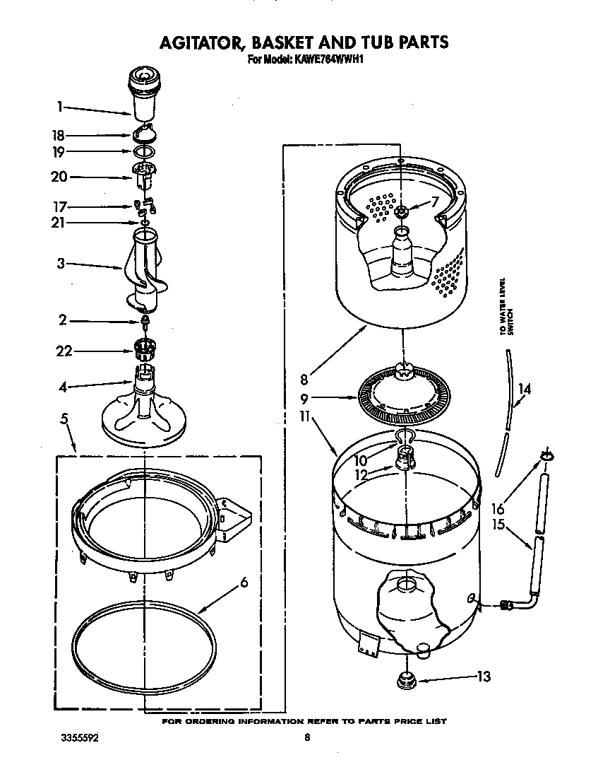 AGITATOR, BASKET AND TUB