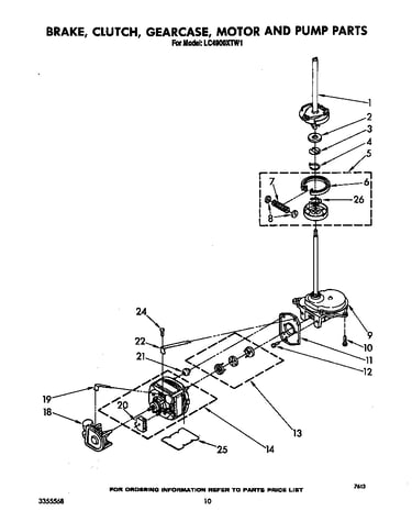 Brake, clutch, gearcase, motor and pump