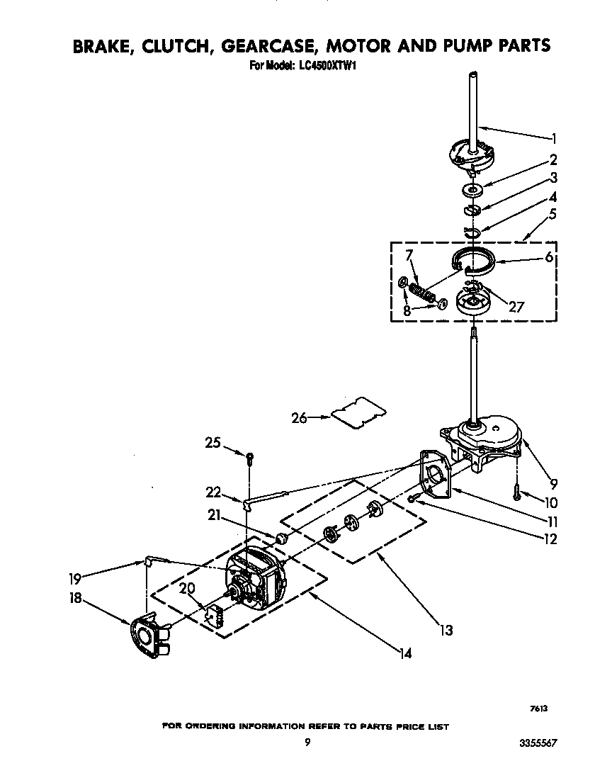 Brake, clutch, gearcase, motor and pump