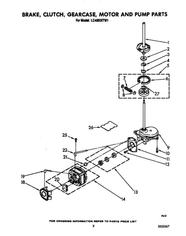 Brake, clutch, gearcase, motor and pump