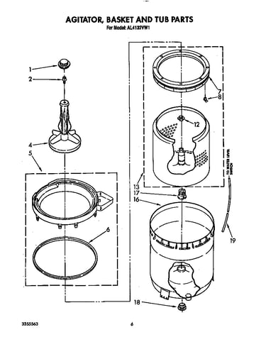 Agitator, basket and tub