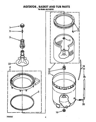 Agitator, basket and tub